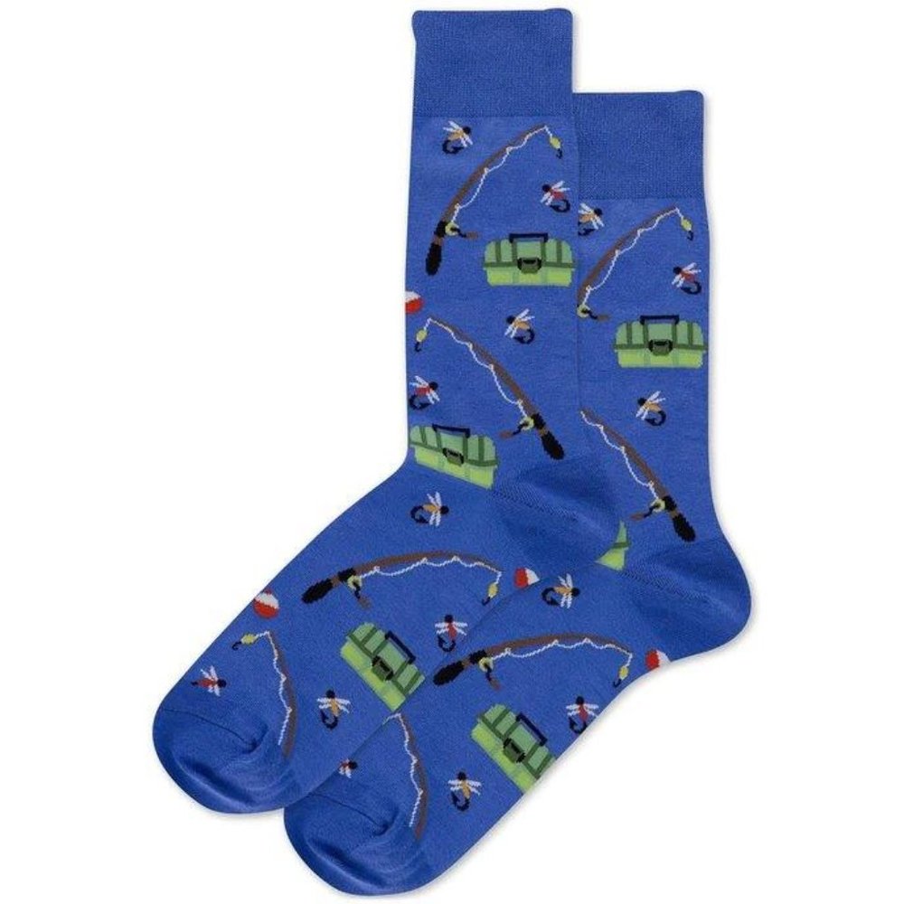 NWT HOT SOX FISHING GRAPHIC COMFY CREW SOCKS